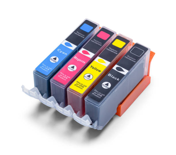 Computer Ink Cartridges Cut Out on White.